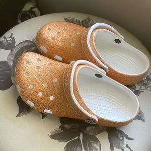 Orange Glitter Crocs